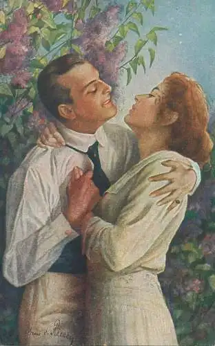 Postcard couples love romance A. von Riesen ImFruhling des Lebens Livets Vaar Paul Heckscher