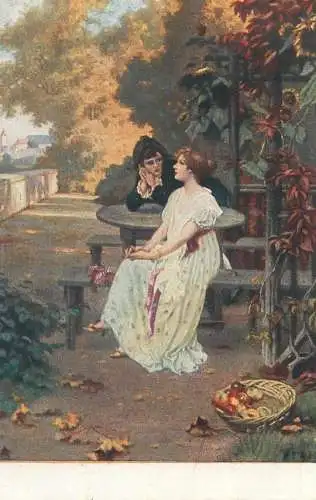 Postcard couples love romance W. Menzler sunny days