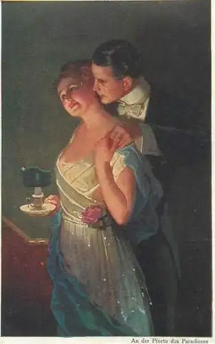 Postcard couples love romance An der Pforte des Paradises Meister der Farbe