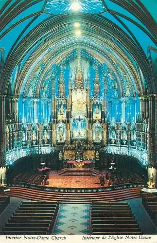 Postcard Canada Montreal interior of Notre Dame church 1977