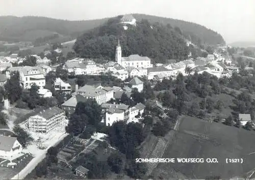 Postcard Germany Linz Sommerfrische Wolfsegg aerial view