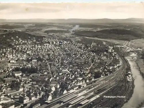 Postcard Germany Plochingen Neckar aerial