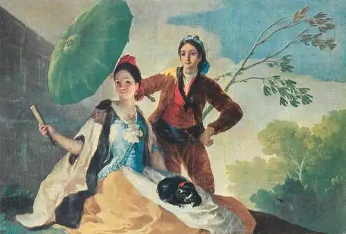 Fine Arts Postcard El Quitasol Goya painting