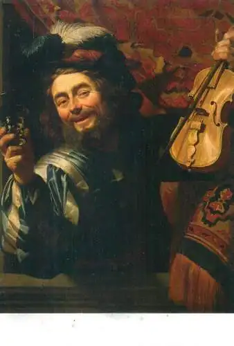 Fine Arts Postcard the Merry Fiddler Gerard van Honthorst painting