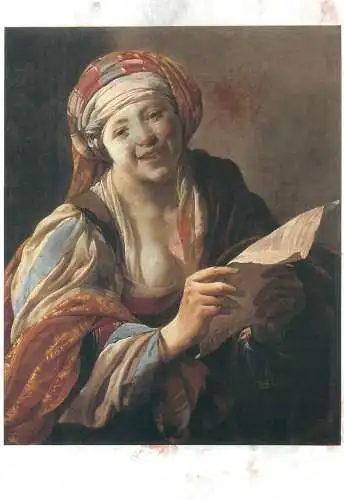 Fine Arts Postcard Young girl with text sheet Hendrick Terbrugghen painting
