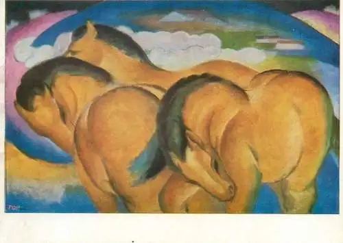 Fine Arts Postcard yellow horses Franz Marc painting
