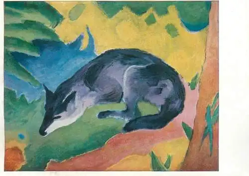 Fine Arts Postcard the blue fox Franz Marc painting