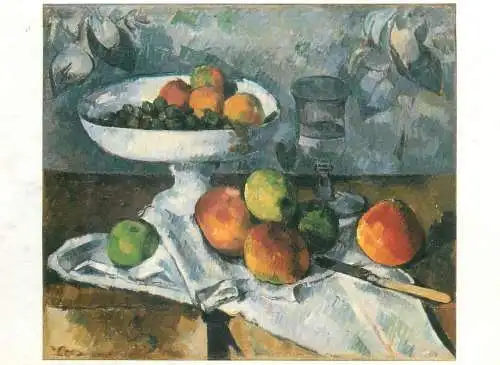 Fine Arts signed Postcard Stilleben mit Obstschale Paul Cezanne painting