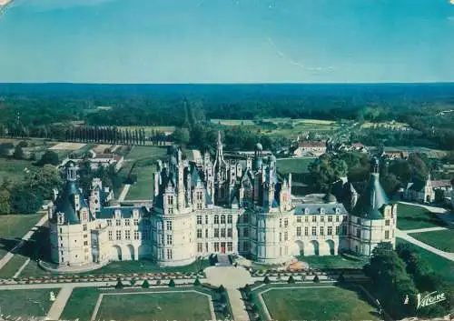 Postcard France Chambord Loire et Cher castle aerial