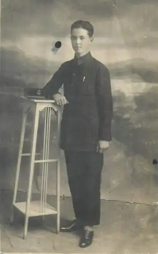 Post card social history elegant young boy portrait real photo 1928