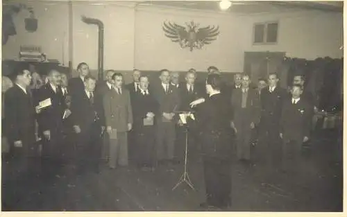 Postcard social history elegant men choir types rehearsal instant snapshot real photo