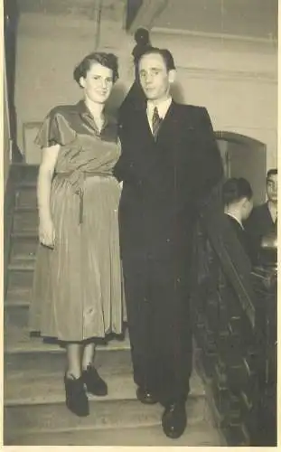 Postcard social history elegant man and woman couple instant snapshot real photo