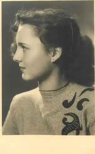 social history Postcard beautiful woman side face portrait real photo