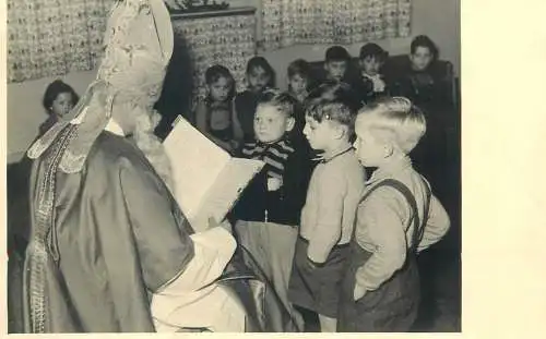 social history Post card schoolchildren types and scenes priest reading gospel instant snapshot real photo