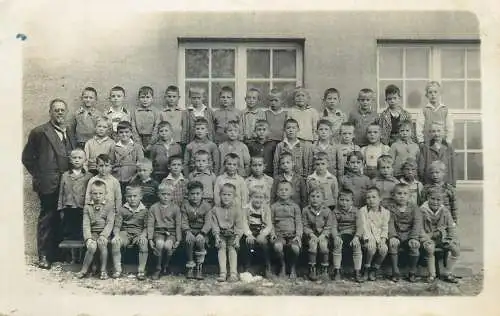 social history Post card boys schoolchildren types and teacher group photo