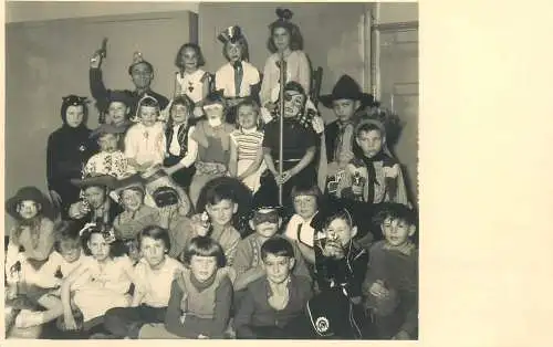 social history Postcard kids costume party real photo instant snapshot group picture