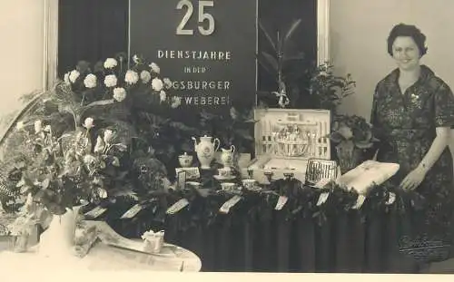 social history Postcard celebration for 25 years of service smiling woman instant snapshot real photo
