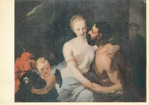 Painting postcard Jean Batist Vanloo french school Mars and Venus