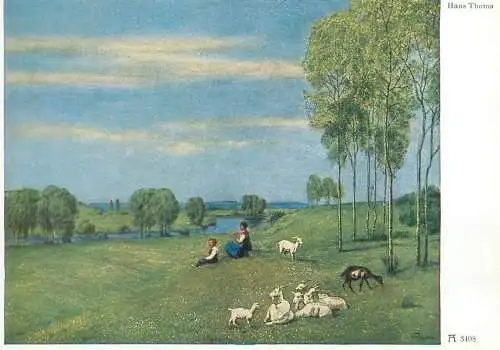 Painting postcard Hans Thoma Fruhlingslandschaft Munchen