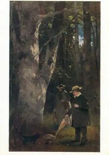 Painting postcard F.A. Kaulbach ein guter Fund von Herr und Hund