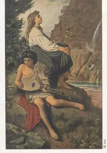 Painting postcard Anselm Feuerbach Ricordo da Tivoli Munchen