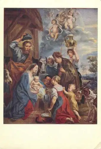 Painting postcard Ave Maria Jordaens Nativite
