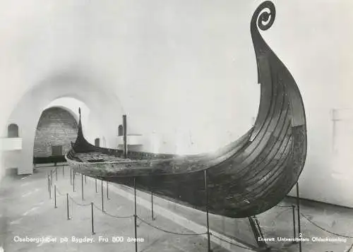Norway Postcard Oslo Oldsaksamling University Oseberg Viking typical boat