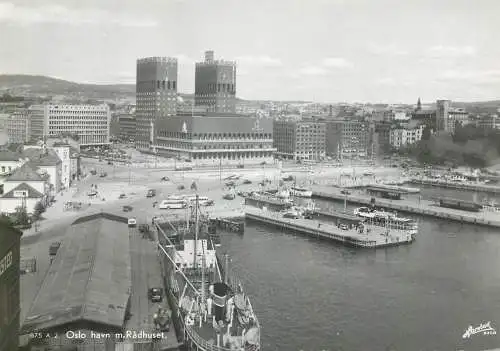 Norway Postcard Oslo Town Hall and harbour view