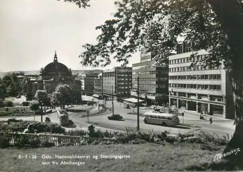 Norway Postcard Oslo the National Theater and Stortingsgaten
