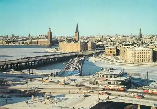 Sweden Postcard Stockholm the Sluice a traffic circus