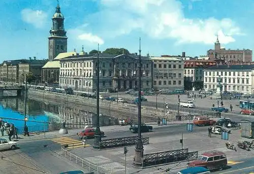Sweden Postcard Goteborg the Great Harbor Canal and Gustav Adolf Square