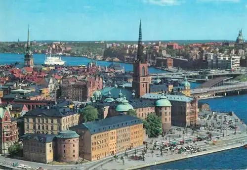 Sweden Postcard Stockholm Old Town and Riddarholmen view from City Hall's Tower