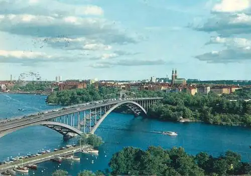Sweden Postcard Stockholm view over Vasterbron towards Soder