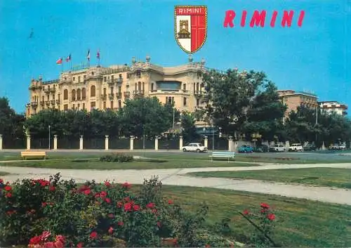 Hotels restaurants postcard Italy Rimini Grand Hotel coat of arms