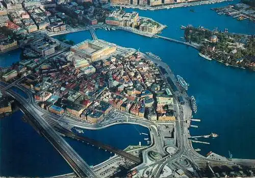 Sweden Postcard Stockholm Old Town aerial view