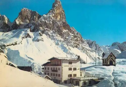 Hotels restaurants postcard Italy Dolomiti Passo Rolle Albergo Passo rolle e Cimone 1980