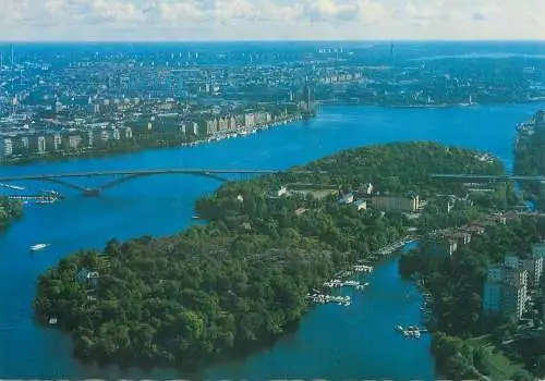 Postcard Sweden Stockholm Langholmen panoramic view