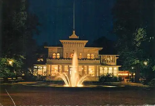 Postcard Sweden Linkoping The Tradgard Association fountain nocturnal aspect