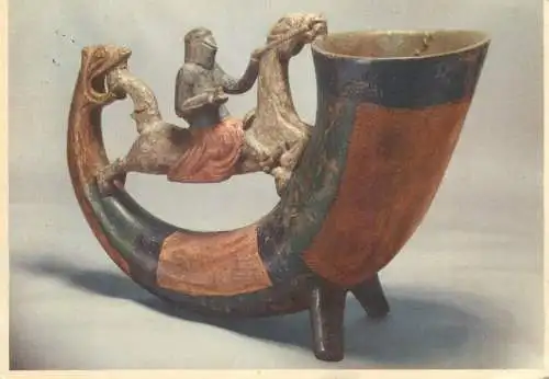 Postcard Sweden Stockholm History Museum wood drinking horn 14th century Swedish work