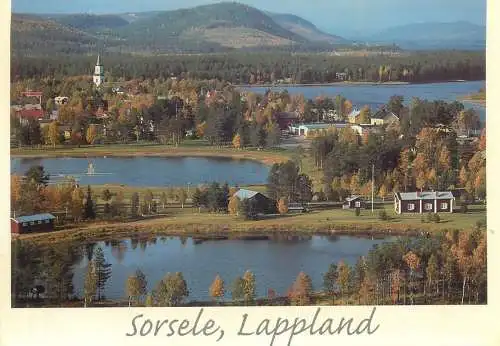 Postcard Sweden Sorsele Lappland Echo community Vindelav river scenic view