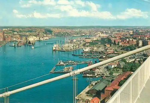 Postcard Sweden Goteborg view from Alvsborgsbron bridge