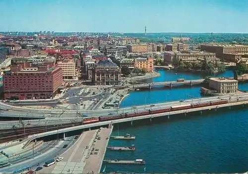 Postcard Sweden Stockholm panoramic view from town hall's tower