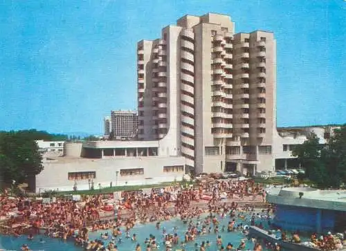 Hotels restaurants postcard Romania Oradea Felix baths International hotel 1989