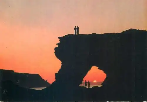 Postcard Norway North Cape the Arch at Skarsvag sunset view