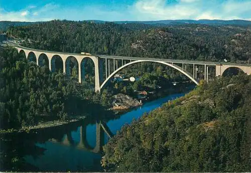 Postcard Norway the Svinesund bridge connecting Norway and Sweden