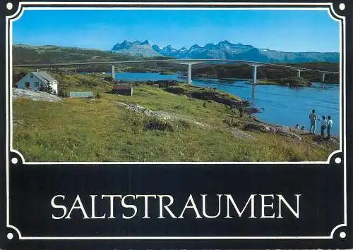 Postcard Norway the Saltstraumen bridge with Borvasstindene in the background