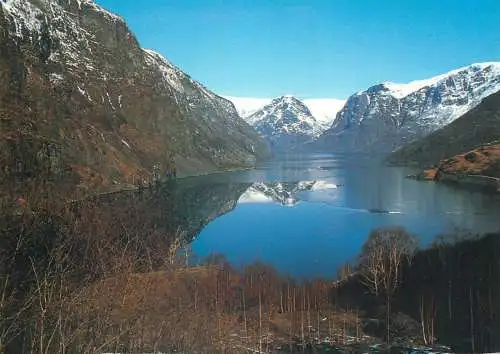 Postcard Norway Sognefjord winter scenery