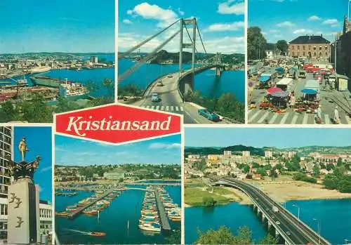 Postcard multi view Kristiansand Norway