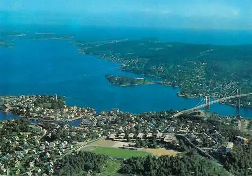 Postcard Norway Brevik panoramic view