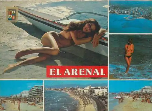 El Arenal risque topless beauty & divers aspects postcard Spain